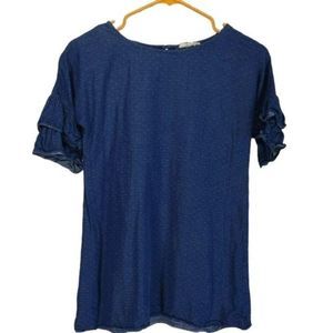 Copper Key Girl’s Denim Ruffled Sleeve‎ Dress Size Large 6 6X